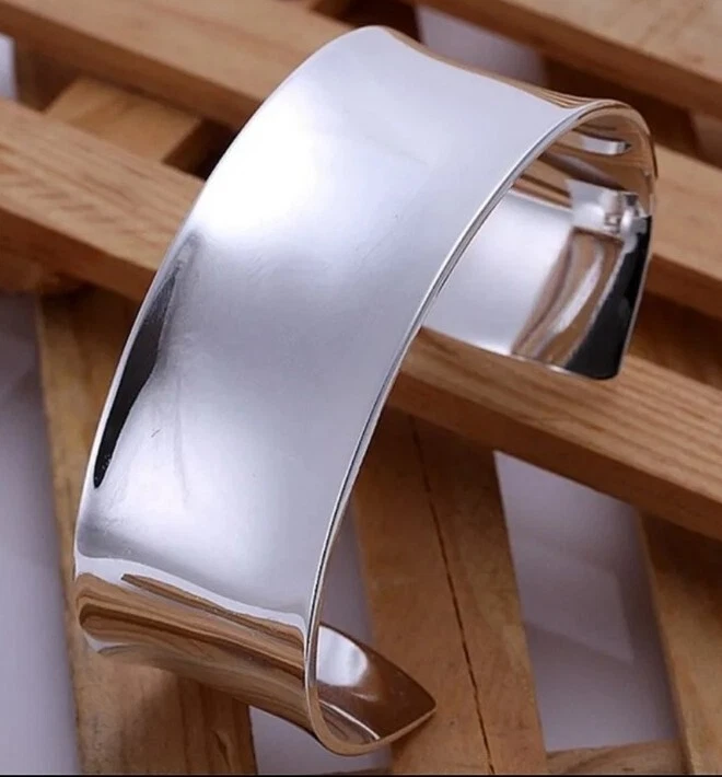 Klassischer Armreif Armspange 925 Silber Pl. breit glänzend poliert. Damen - Bild 2 von 4