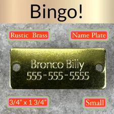 Custom Engraved Tags Personalized NAME PLATE Tags Name Plate RUSTIC BRASS SMALL