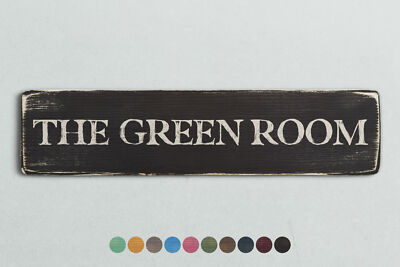THE GREEN ROOM Holzschild im Vintage Stil. Shabby Chic Retro Wohngeschenk