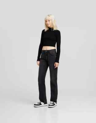 Bershka Straight Jeans, Gr. 42, schwarz, neu