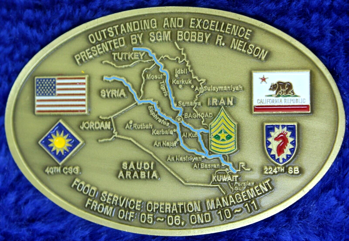US Army 40th CSG 224th SB Camp Adder Iraq Challenge Coin PT-19 | eBay