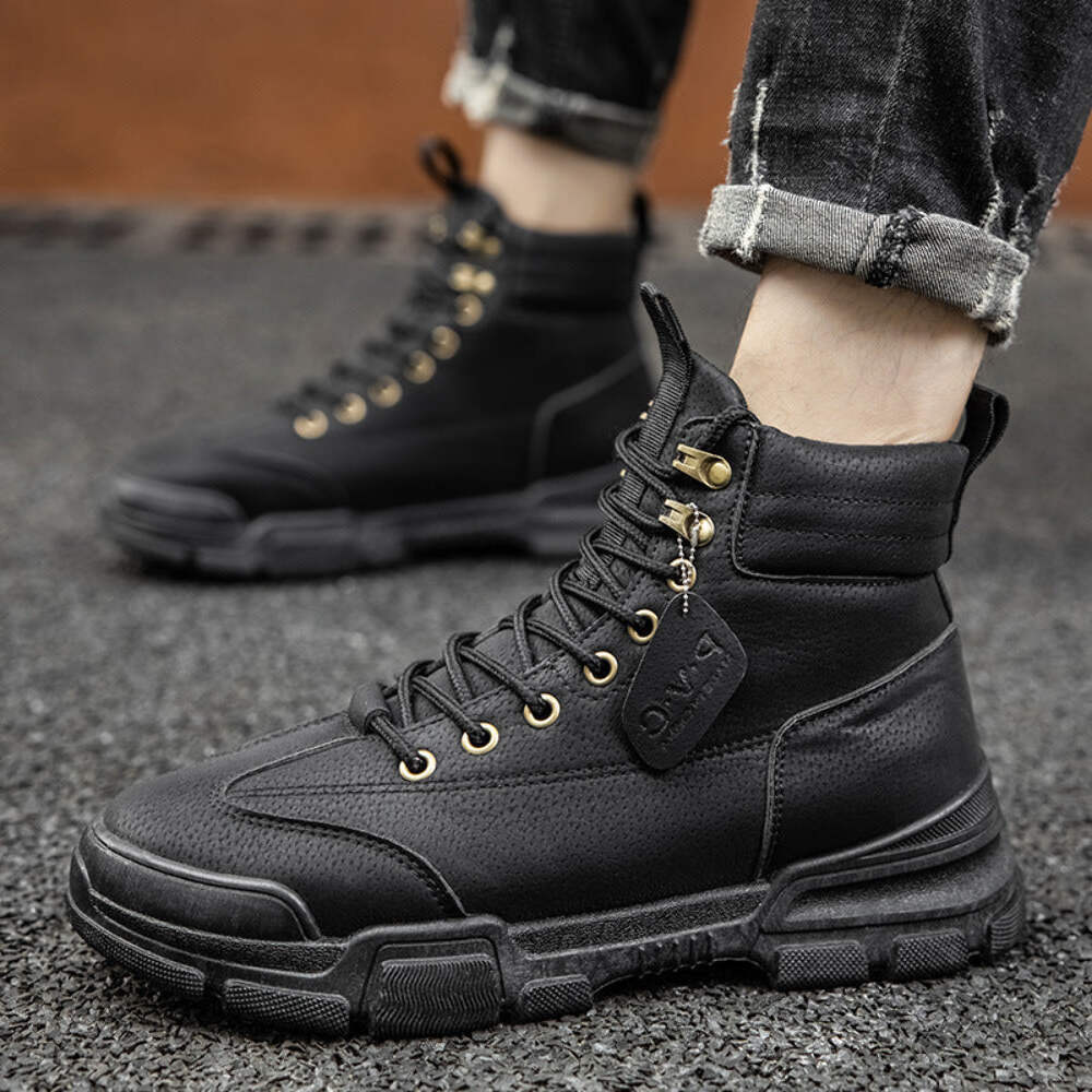 Men's Retro Suede Leather High Top Desert Ankle Boots with Round Toe