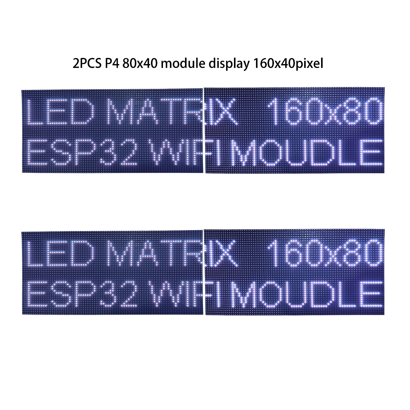2pcs P4 80x40 LED matrix + ESP32 LED controller DIY display information