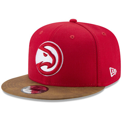 New Era Atlanta Hawks Butter Faux Leather Visor 9Fifty Snapback Cap Hat 
