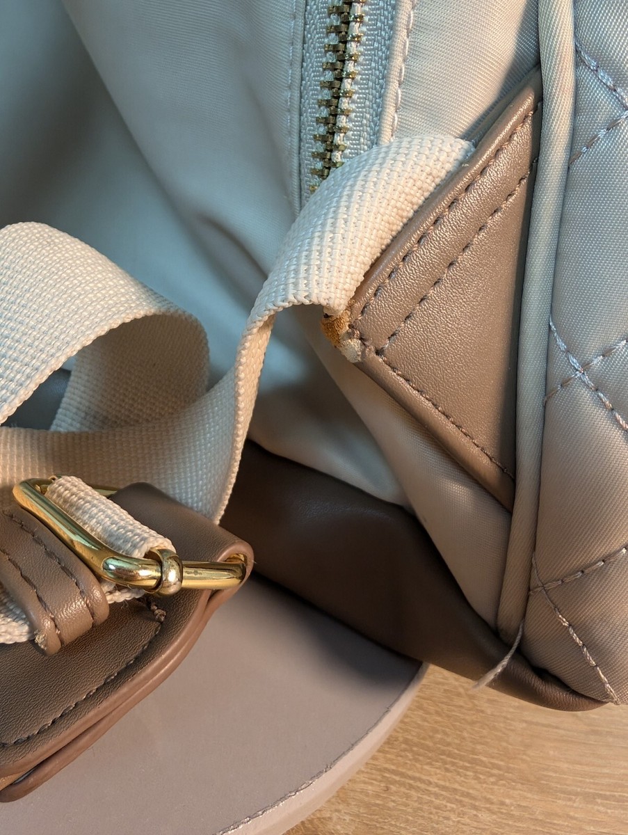 Tommy Bahama Backpack Tan Quilted Laptop Pocket Zippered Bag  display picture 2