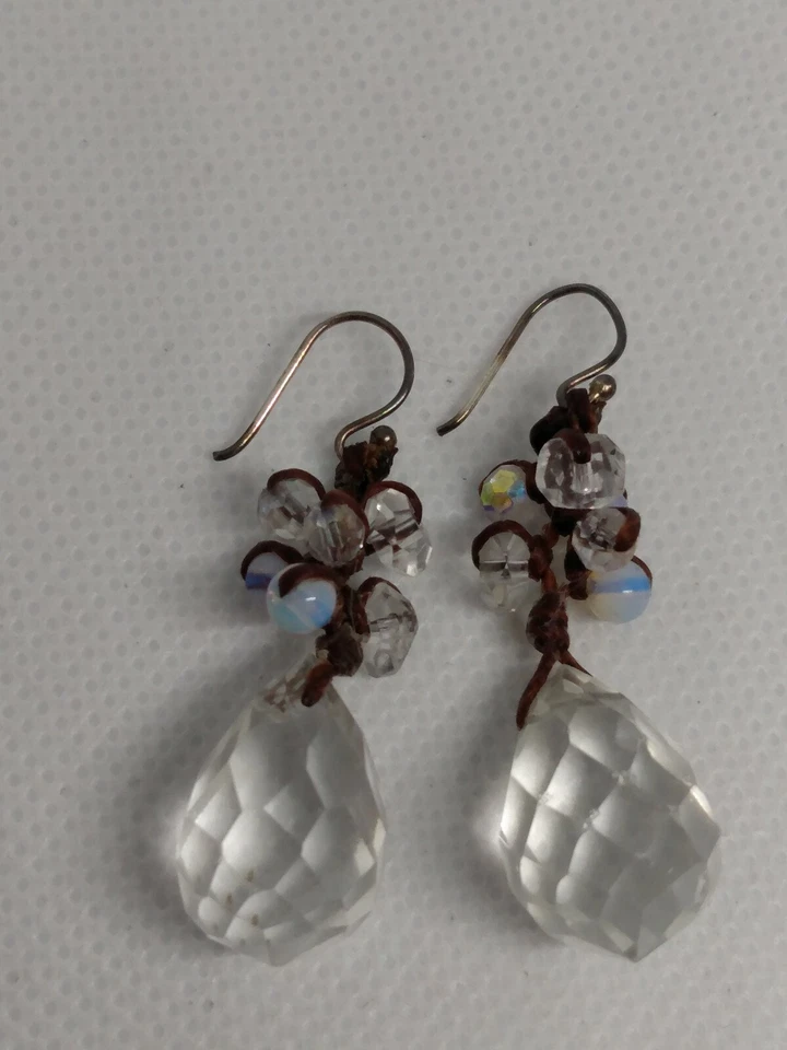 M4 красивый искусственный кристалл и кожи ручной работы бисером подвеской серьги - Изображение 2 из 4