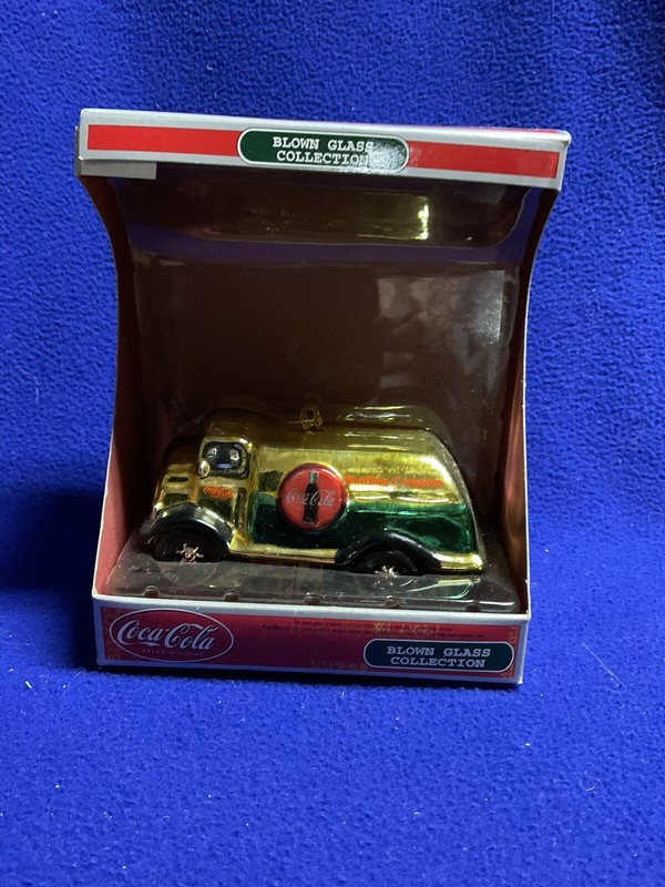Coca Cola Blown Glass Gold Delivery Truck