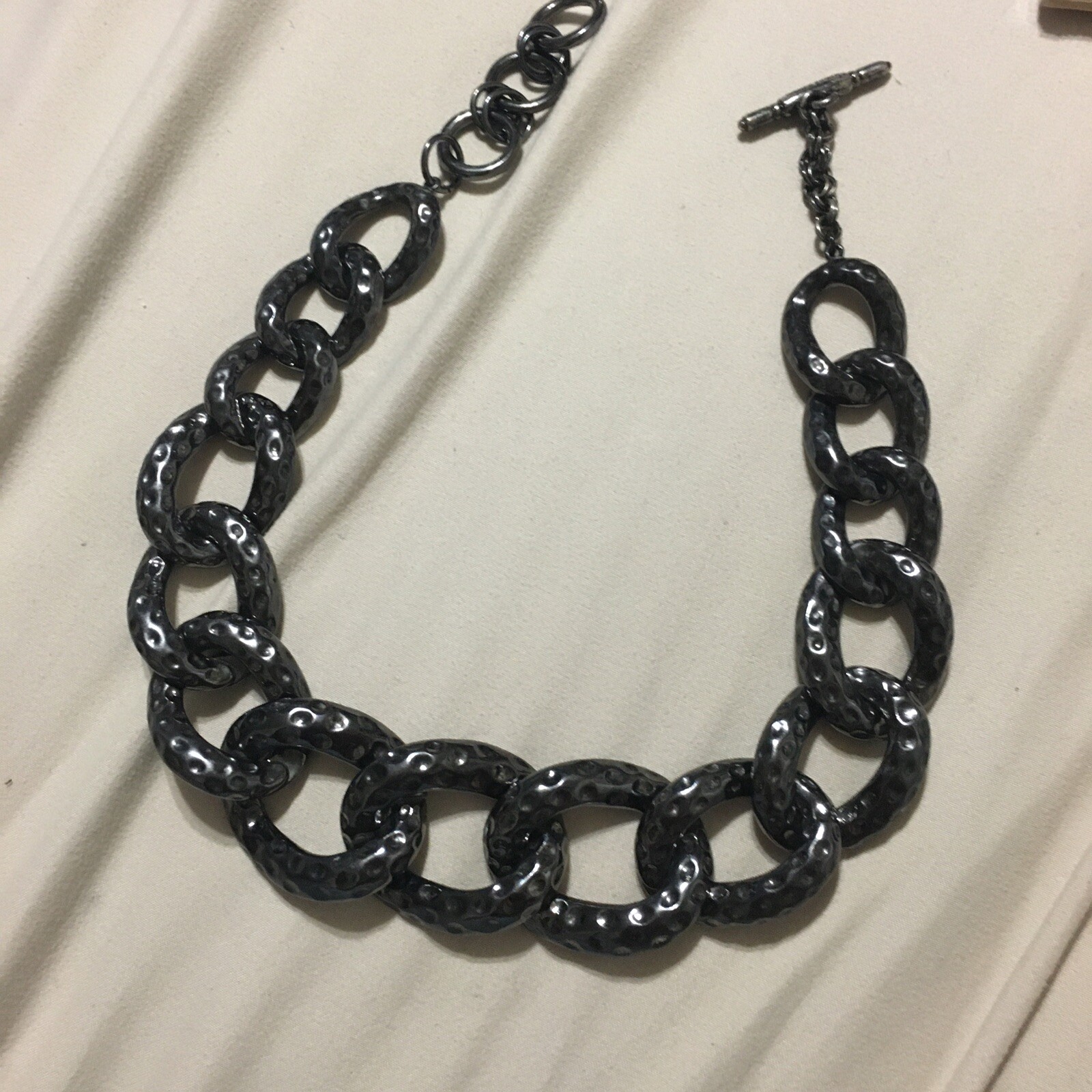 KENNETH JAY LANE (KJL) SILVER  LINK GUNMETAL NECK… - image 2