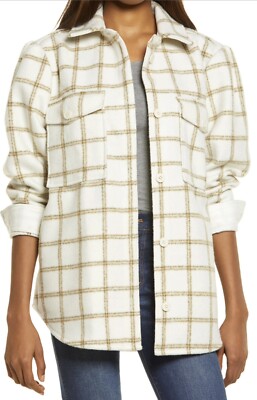TREASURE & BOND Small Plaid Button Down Carson Pane Boxy Shacket Jacket NWT $129