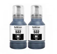 2-Pack Compatible Epson 532 Ink Bottle Black for EcoTank ET-M3170 ET-M1170 NEW
