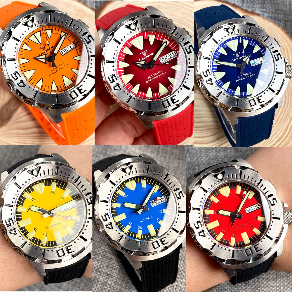 腕時計　自動巻き　【tandorio モンスターオマージュ　NH36A　】 42mm Tandorio Blue Orange Red Dial Monster Japan NH36A date