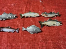 Freshwater and Saltwater Fish Pewter Lapel Hat Jacket Pin Lot  