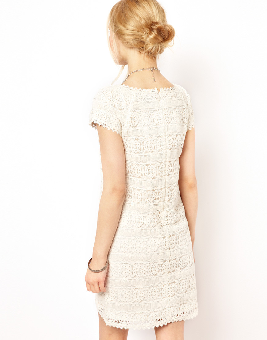 French Connection Hazel Mable Lace Winter White Shift Dress 10 | eBay