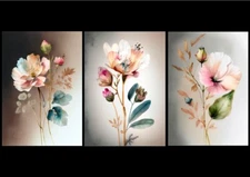 A4 - Flower Botanical Wall Art Print Set Of 3 Home Decor Poster