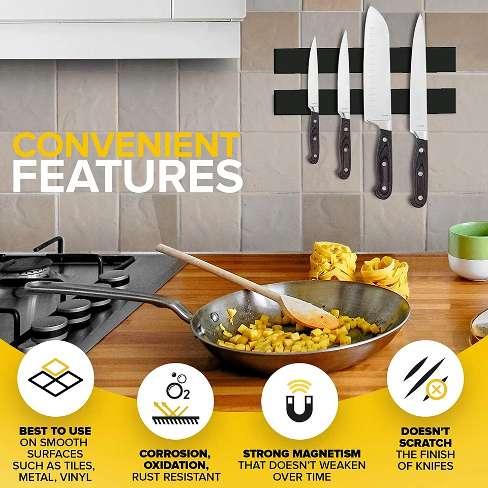 Adhesive Magnetic Strip for Knives Kitchen with Multipurpose Use as Knife Holder - Image 3 of 4