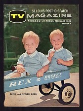 1961 ST LOUIS TV GUIDE ~ DAVID & STEVEN BORN HAPPY SERIES Rex Rocket Wagon