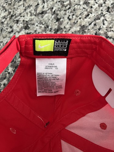 Nike Original Child Hat 4/7 Red Sports Adjustable New With Tags Swoosh - Picture 6 of 11