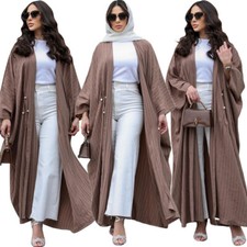Dubai Women Muslim Maxi Dress Open Cardigan Islamic Long Robe Kaftan Dress Gown