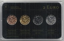 Monaco 2013, 2 Euro Prestige Metal Coinset, Gold, Platin, Ruthenium, 500 St&uuml;ck