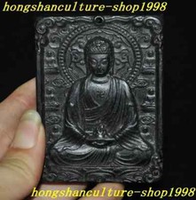 China Ancient meteorite iron hand carved Shakyamuni Buddha statue amulet pendant
