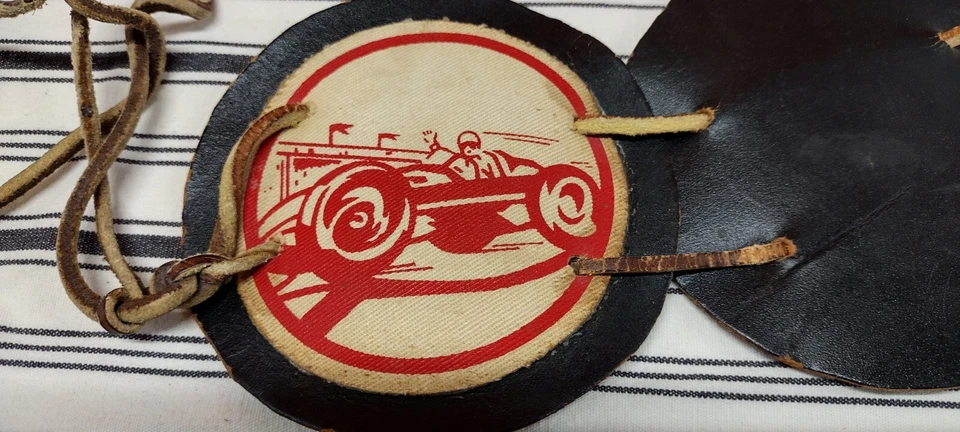 Cinturón Antiguo Círculo Cuero XS Cinturón 1900 Pre-Guerra Coche de Carreras Roadster Negro Deco Foto 4 de 4