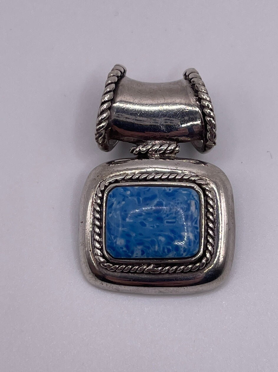 Sterling Silver 925 Denim Lapis Rectangular Slide… - image 1