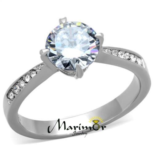 1.30 Ct Round Cut Cubic Zirconia Stainless Steel Engagement Ring Women's Sz 5-10 - Picture 1 of 6