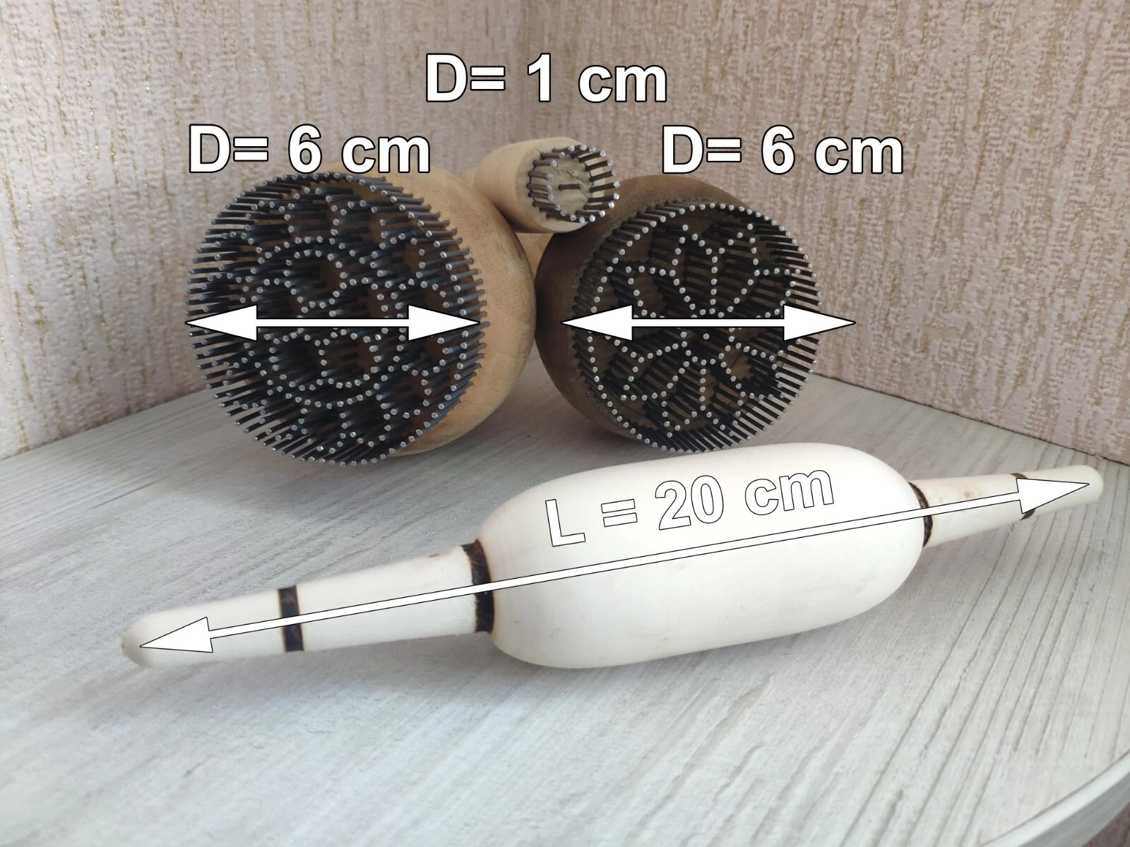 Set of 4 Unique Bread Stamps – Uzbek Traditional Baking Tools + rolling pin #3