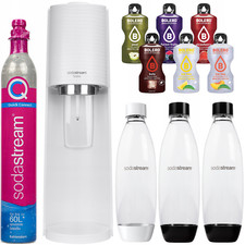 NEUF Sodastream Chauffe-eau Terra Blanc 3 Bouteilles CO2 Cylindre Échantillon...