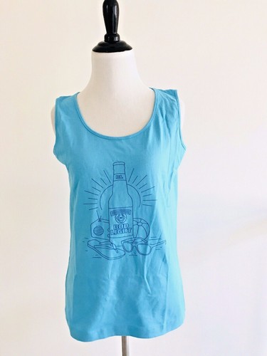 Womens Bud Light Sleeveless Tee Ladies Size S Blue Beer Pullover Shirt Stretch - Picture 2 of 12
