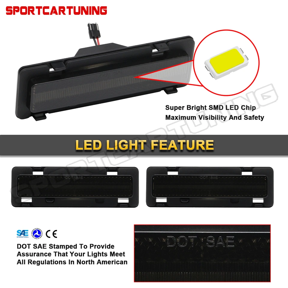 For 1982-1992 Pontiac Firebird Camaro Front Bumper LED Side Marker Lights Smoke Foto 4 de 4