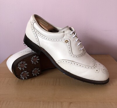 VINTAGE FootJoy Classics White Leather brogue wingtip golf shoes