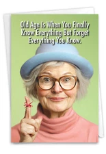 1 Funny Birthday Paper Card with Envelope Bday Old Age  - NobleWorks
