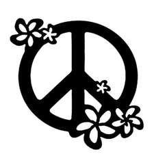 Vinyl Decal for Window - Peace Sign with Flowers