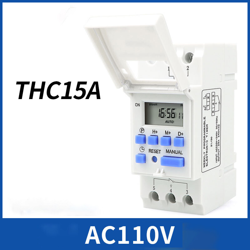 12V DC 30A Timer Switch DIN Rail Digital Programmable Digital LCD ...