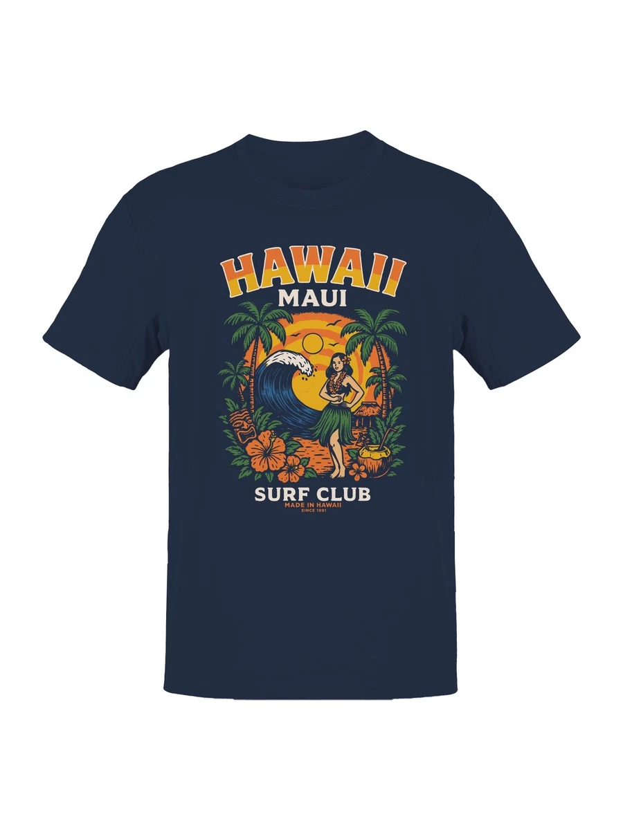 T-shirt Vintage Années 70 Maui Bleu - Taille L Homme, Occasion Montre Des Signes D'usure