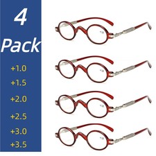 4Pack Men Women Small Round Lightweight Reading Glasses Readers Vintage 1.0 3.5