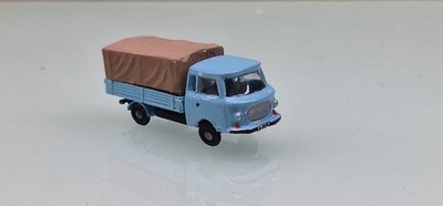 Modellauto Barkas B1000 pritsche plane Blau handarbeit handbemalt spur TT 1:120