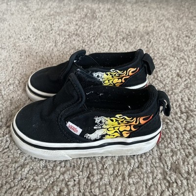 Vans Toddler Slip on tiger flames sneakers sz 5.5