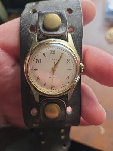 Vintage Timex Marlin Waterproof Mechanical Watch w/ Leather Cuff