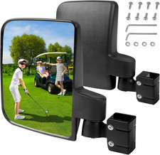 No Drilling Golf Cart Side Mirrors, Foldable Rear View Mirrors for 0.75" / 1" /