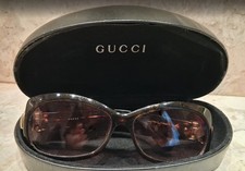 GUCCI Sunglasses Brown W/Gold Buckle SIde Logo / GUCCI Case Enhanced Vision