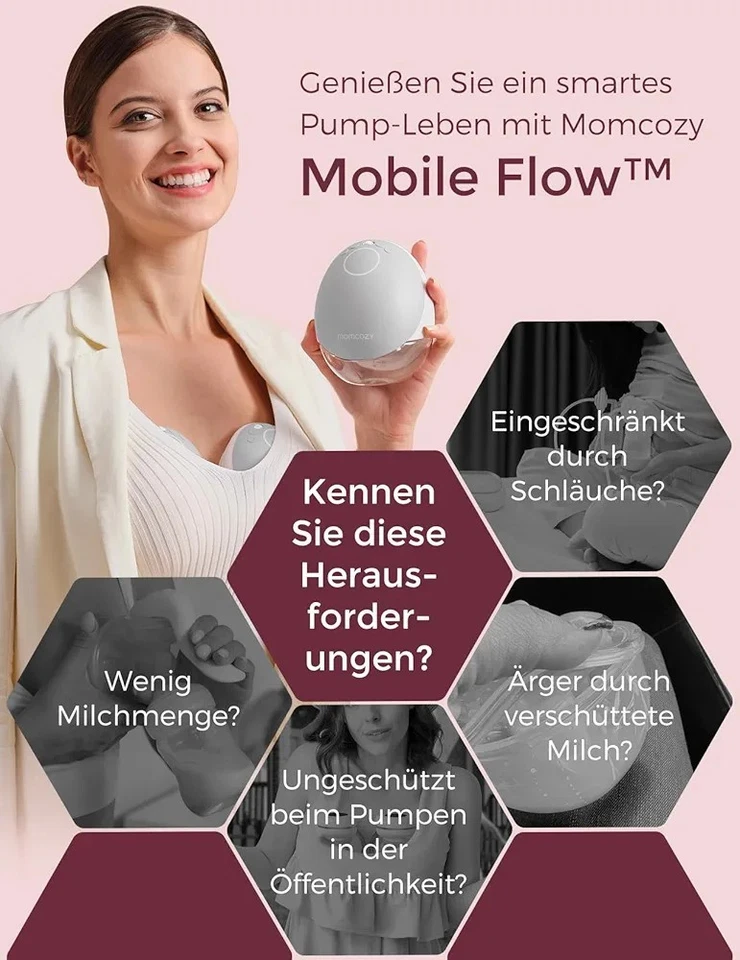 Momcozy Freihändige Milchpumpe Mobile Flow | M9 Upgrade Rot 1 Stück / Neu & OVP - Bild 4 von 4