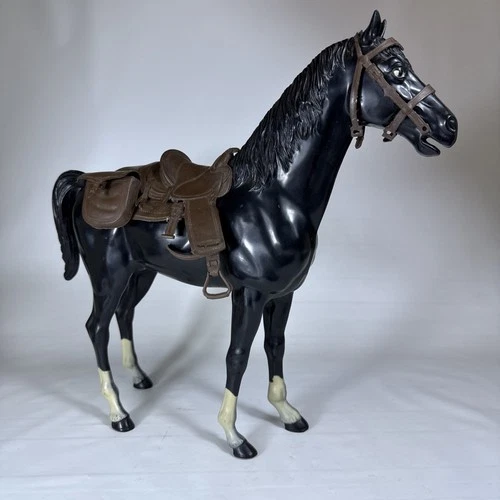 Vintage Louis Marx Toys 1965 Johnny West Horse Thunderbolt Black w/accessories
