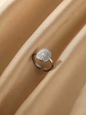Silver Vintage Sun Shape Open Adjustable Ring For Women One Size