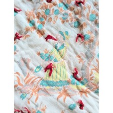 Vintage Baby Quilt Kids Toile Cottagecore Grandmacore Heirloom Tie Tufted 34x40