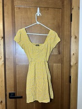 Abercrombie & Fitch Floral Mini Dress Mustard Yellow Smocked Women’s Size S