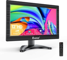12-Inch Small CCTV Monitor 1366x768 HD Screen HDMI VGA AV BNC Input 75x75mm