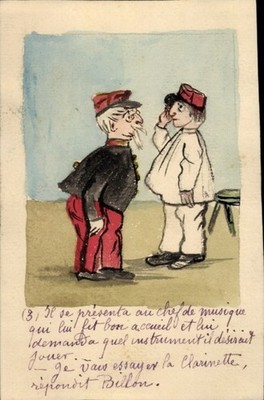 Handgemalt Ak Junger Soldat salutiert vor seinem Vorgesetzten - 4746806