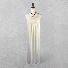 Vintage 80s Sheer Ivory Lace Maxi Slipdress